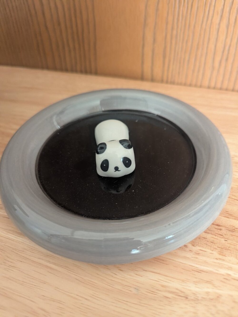 New Ceramic Panda Bear Trinket Dish Ring Jewerly Bowl Black/White/Gray Cute